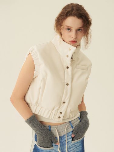 Faux Leather Padding Vest - White - GOCORI - Modalova