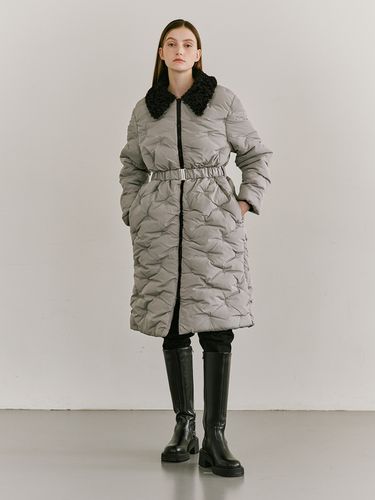 Collar Puffer Coat - Gray - Nouve - Modalova