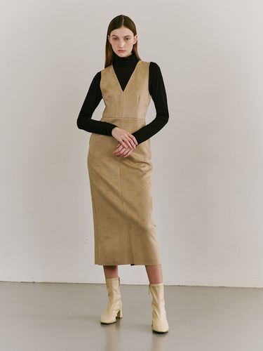 Sleeveless Suede Dress - Beige - Nouve - Modalova