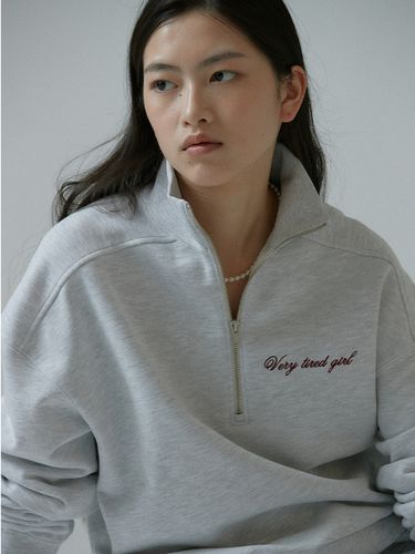 Half Zip-Up Sweatshirt - Grey - SPRING CROCUS - Modalova