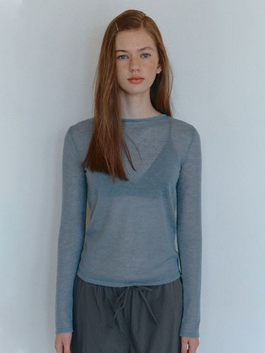 Sheer Knit Top (Blue) - CELITAILS - Modalova