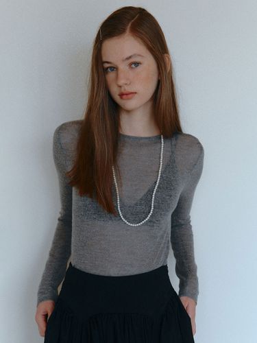 Sheer Knit Top (Grey) - CELITAILS - Modalova