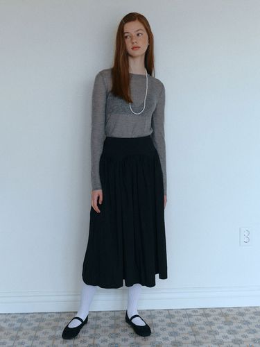 Shirring Long Skirt (Black) - CELITAILS - Modalova