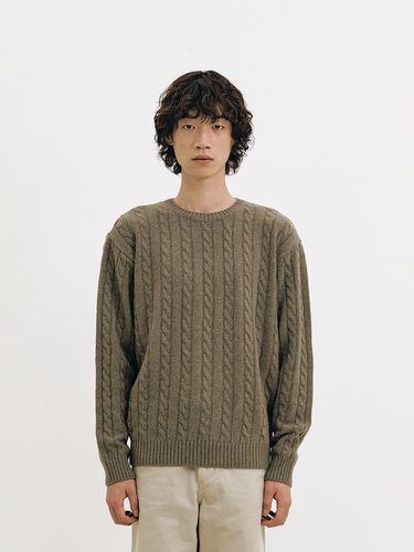 Cable Knit Sweater - Khaki Beige - theweatherisawesome - Modalova