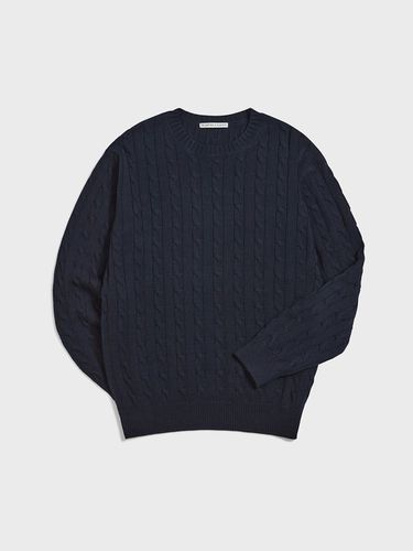 Cotton Cable Knit Crewneck Sweater - theweatherisawesome - Modalova