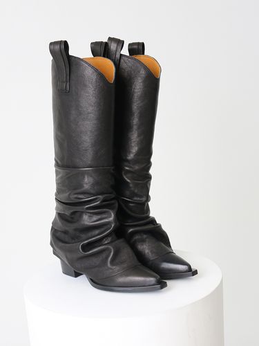 Drape Western Long Boots Black - CHERTOI SEOUL - Modalova