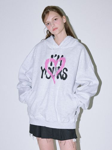 Heart Painting Overfit Hoodie_White Melange - Rosefrantz - Modalova