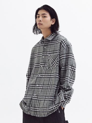 Relaxed Fit Wool Plaid Shirt - Gray - AKECII - Modalova