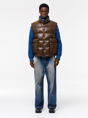 Leather Puffer Padding Vest _ Brown - NUAKLE - Modalova