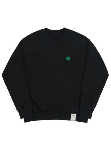 UNISEX] Clover Smile Embroidery Sweatshirt_Black - GRAVER - Modalova