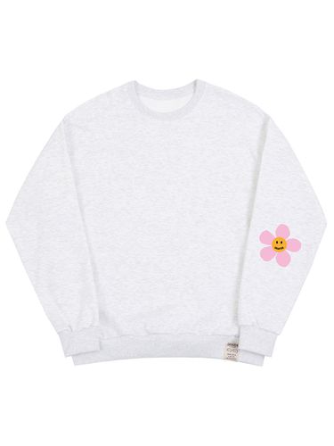 Elbow Pink Flower Dot Sweatshirt_Melange White - GRAVER - Modalova