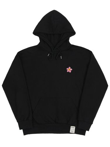 Pink Flower Smile Embroidery Hoodie_Black - GRAVER - Modalova