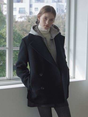 Wool Double Pea Coat - Black - NONLOCAL - Modalova