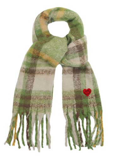 Heart Smile Embroidery Bold Plaid Scarf - GRAVER - Modalova