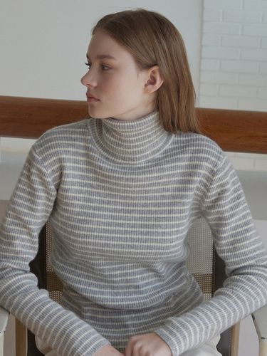 Cashmere Stripe Turtleneck Knit - NONLOCAL - Modalova