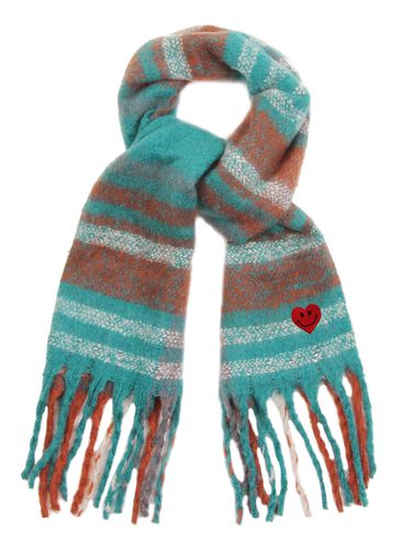 Heart Smile Embroidery Bold Plaid Scarf - GRAVER - Modalova