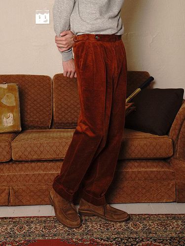 Corduroy Two Pleats Relaxed Trousers - Bellief - Modalova