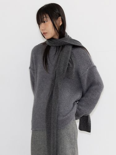 Half-Neck Oversize Knit - Gray - RRACE - Modalova