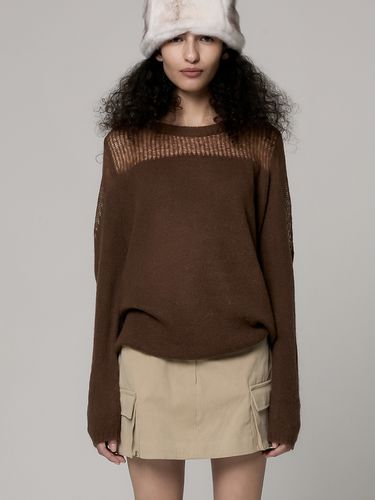 Mohair Sheer Knit Sweater _ Brown - Porta - Modalova