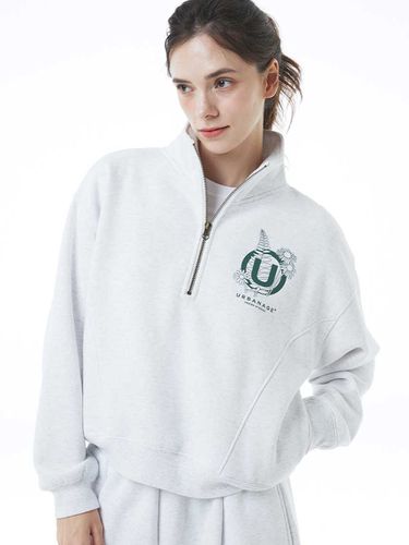 BOGO]Flower W Half Zip-up Sweatshirt_3colors - URBANAGE - Modalova