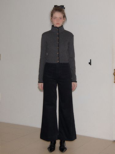 Corduroy Wide Pants - Black - SALON DE YOHN - Modalova