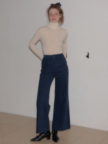 Corduroy Wide Pants - Deep Blue - SALON DE YOHN - Modalova