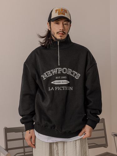 Newport Fleece Half Zip Up Pullover_Black - RUGGED HOUSE - Modalova