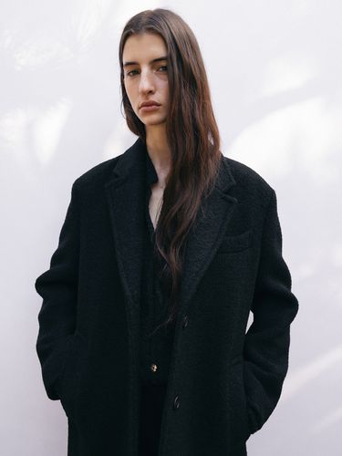 Single-Breasted Boucle Coat - Black - RRACE - Modalova