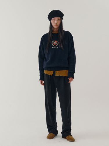 Ponte Crew-Neck Sweater_Navy - sienne - Modalova