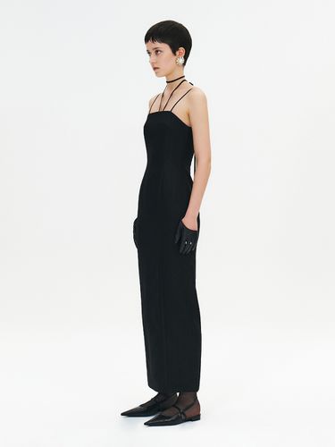 Premium Wool-silk Blend Maxi Dress with Neck Strap - GABRIEL LEE - Modalova