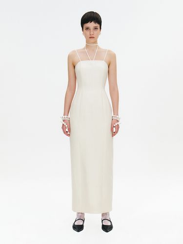 Premium Wool-silk Blend Maxi Dress with Neck Strap - GABRIEL LEE - Modalova