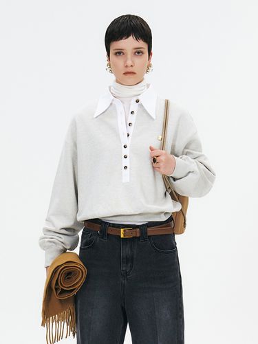 Sweatshirt with Curved Shirt Collar - GABRIEL LEE - Modalova