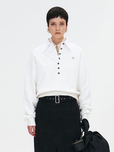 Sweatshirt with Curved Shirt Collar_White - GABRIEL LEE - Modalova