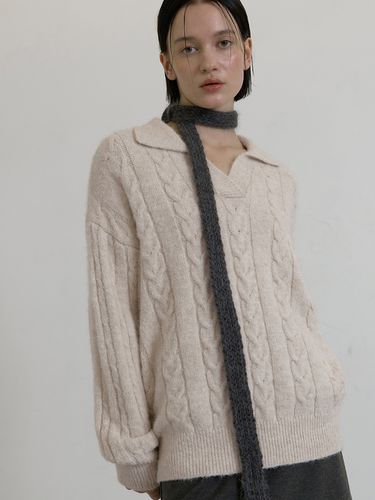 Wool hairy oversized collar sweater - Atelier Nain - Modalova