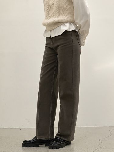 Peach Fleece-Lined Cotton Denim Pants - Atelier Nain - Modalova