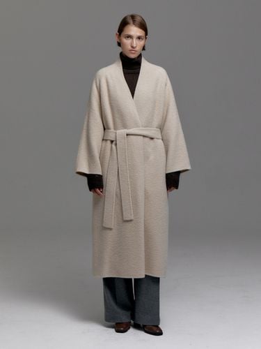 Brushed Blend Collarless Handmade Coat - Carriere - Modalova