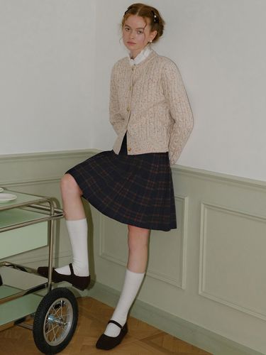 College Plaid Pleated Skirt_Navy - Cest Moidew - Modalova