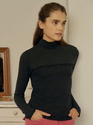 T Wave Mix Fabric Turtleneck_Black - ANEDIT - Modalova