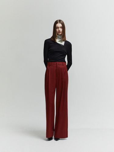 Mid-rise One Tuck Wide Pants_Brick - L’H.A.S - Modalova