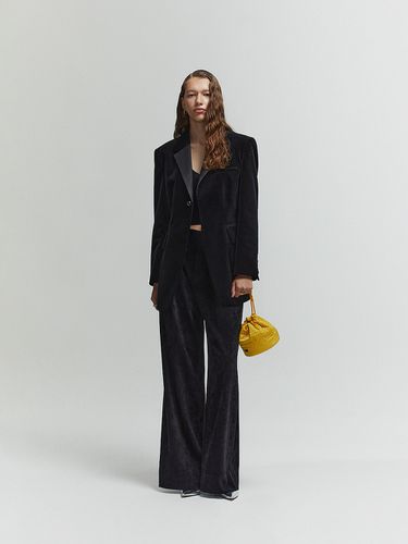 Mid-rise One Tuck Wide Velvet Pants_Black - L’H.A.S - Modalova