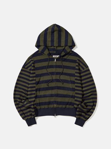 Striped Knit Hooded Zip-Up _ - karactor - Modalova