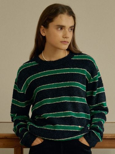 T Stripe Boucle Wool Knit_Green Navy - ANEDIT - Modalova