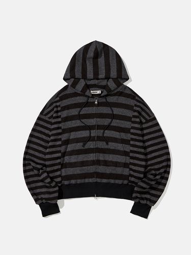 Striped Knit Hooded Zip-Up _ - karactor - Modalova