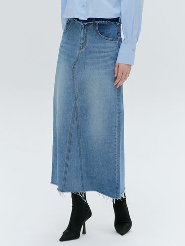 Layered Denim Maxi Long Skirt_Blue - HACIE - Modalova