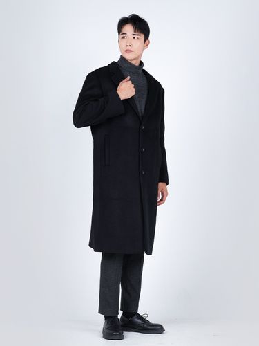 Big Size] Oversized Wool-Blend Single Coat _Black - COMSPACE1980 - Modalova