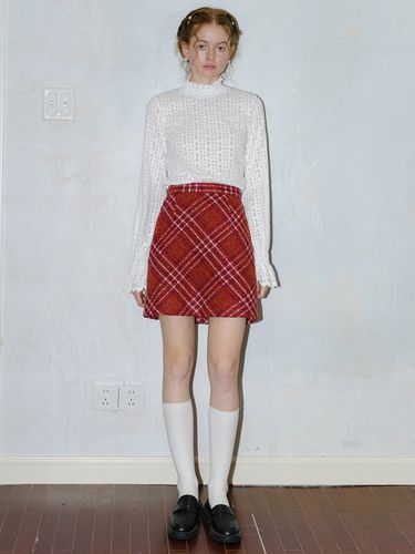 Holiday Plaid Skirt_Red - Cest Moidew - Modalova