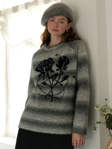 Rose Gradient Striped Sweater_Gray - Cest Moidew - Modalova