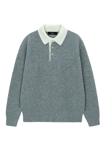 Oversized Rugby Polo Knit Sweater - EZIO - Modalova