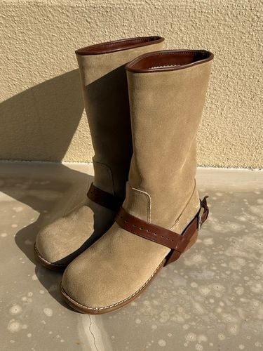 Suede Leather Boots _ Beige - Le Forong - Modalova