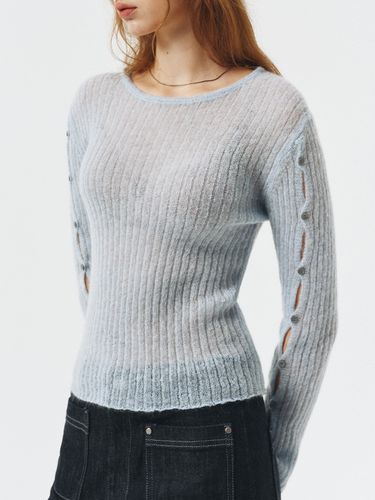 Cuff Button Point Knit - Light Blue - ARTID - Modalova